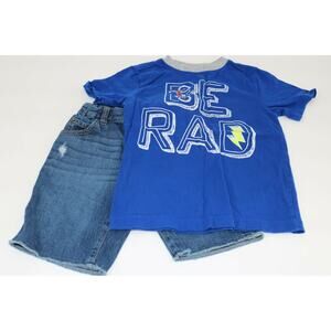 Gymboree Boys Outfit Bundle Denim Shorts Short Sleeve Size Small 5/6